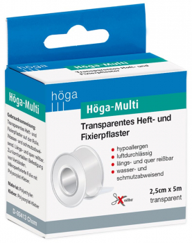 Höga-Multi 2,5cm x 5m, transparentes Heft- und Fixierpflaster