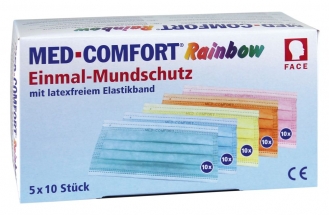 Einmal - Mundschutz Rainbow - bunt gemixt, 3-lagig, 50 Stück, Typ IIR