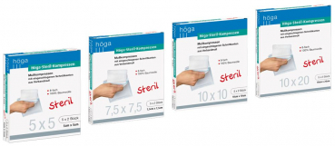 Höga-Steril-Kompressen, sterile Mullkompressen, 8-fach-gelegt