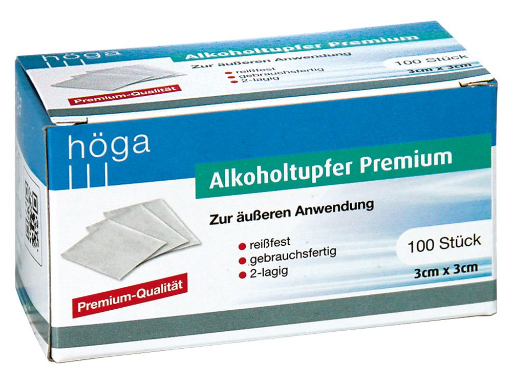 Alkoholtupfer Premium, á100 Stück - Höga-Pharm e. K.