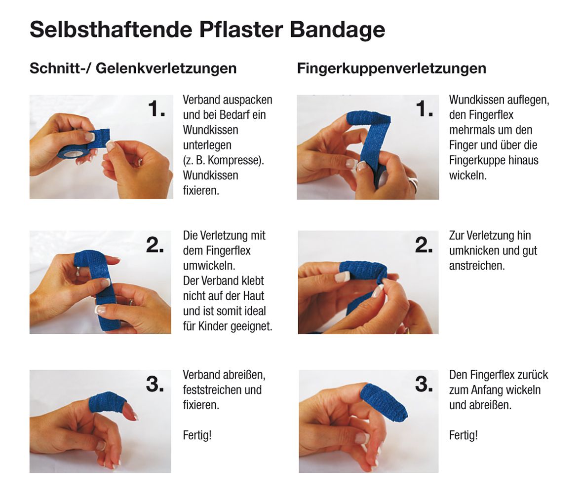 Fingerflex® selbsthaftende Pflaster Bandage, 2,5 cm x 4,5 m - Höga