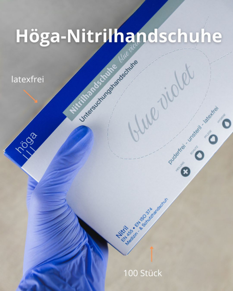 Höga-Nitrilhandschuhe blue violet 100 Stück, puderfrei, unsteril, latexfrei